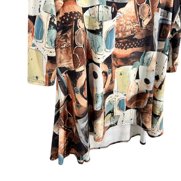 LIOR Paris Womens Medium Wearable Art Stretchy Artsy Pottery Blouse Shirt Top - Picture 5 of 9